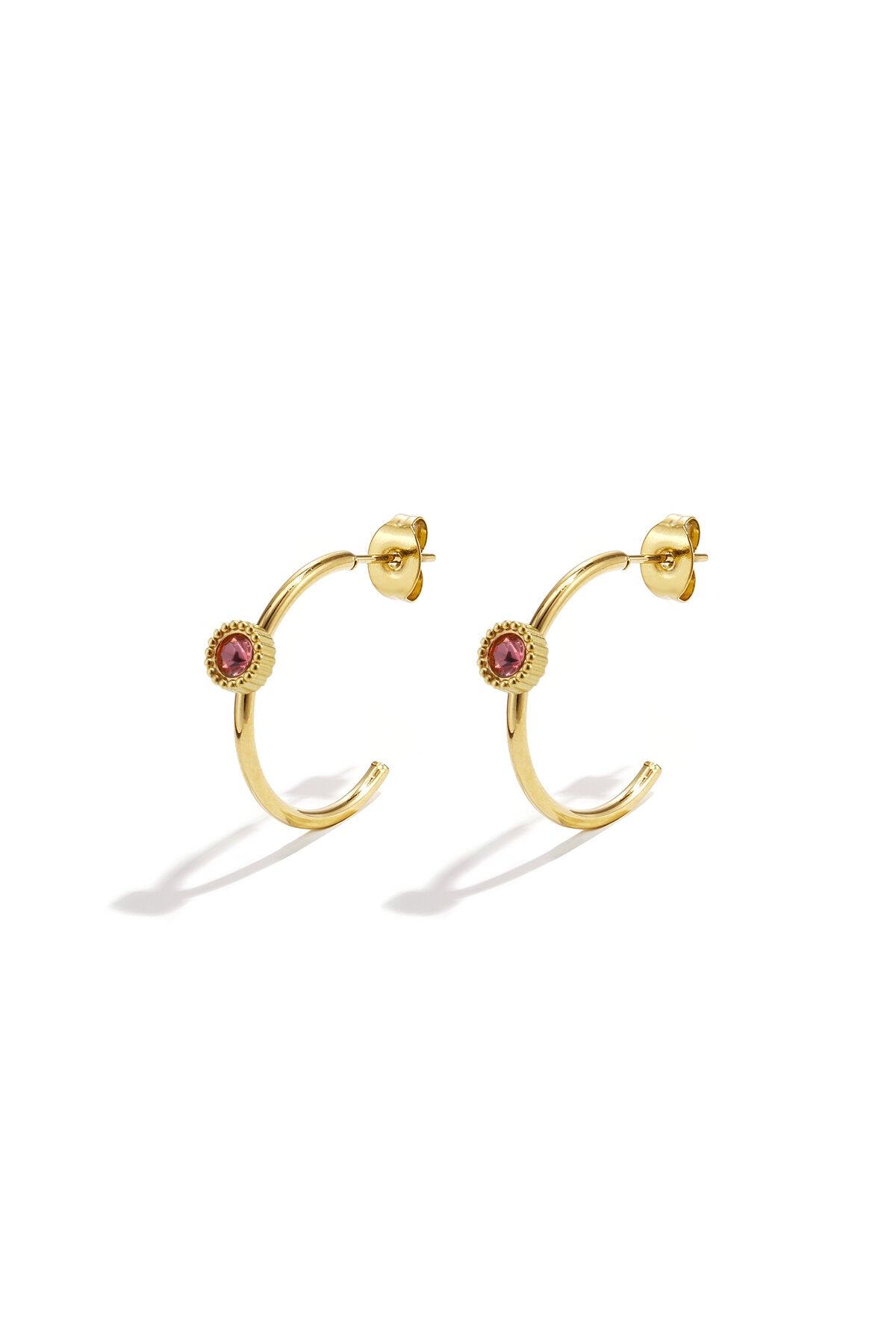 Chic Stainless Steel Rhinestone Hoop Earrings