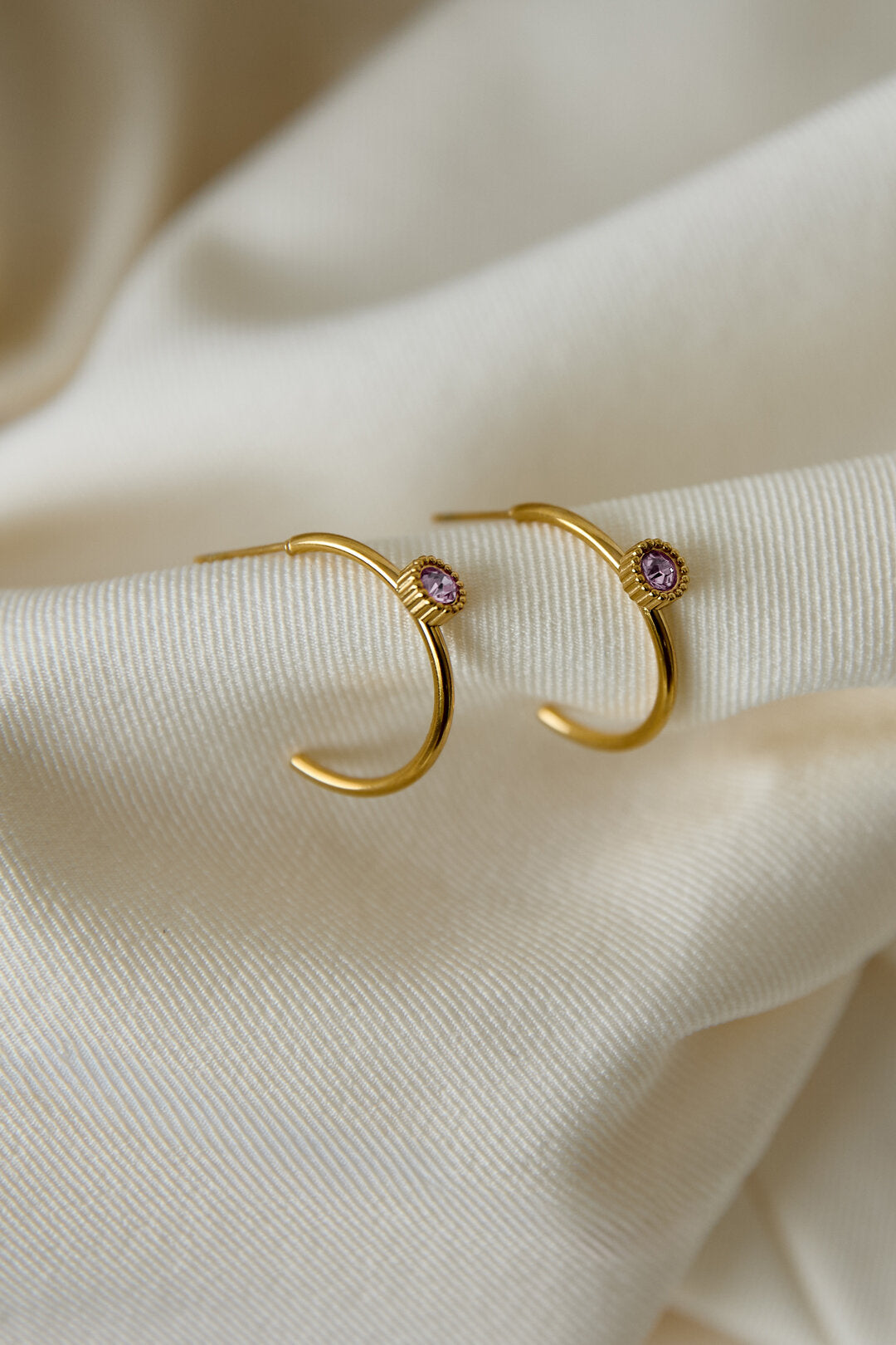 Chic Stainless Steel Rhinestone Hoop Earrings