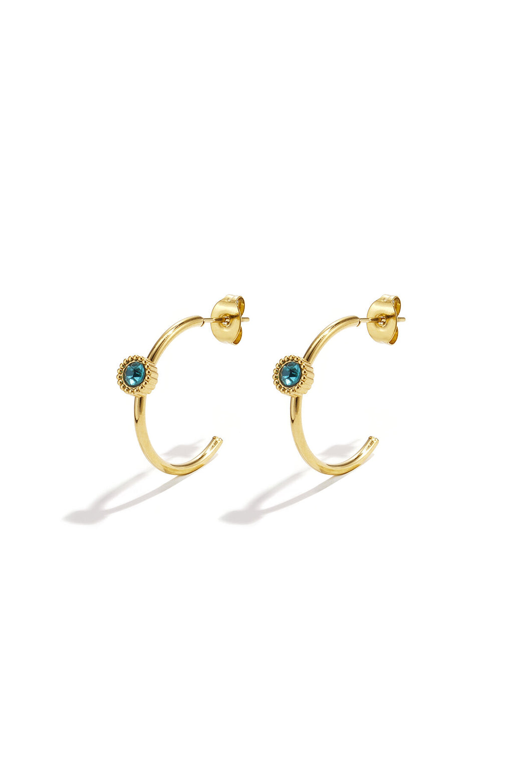 Chic Stainless Steel Rhinestone Hoop Earrings