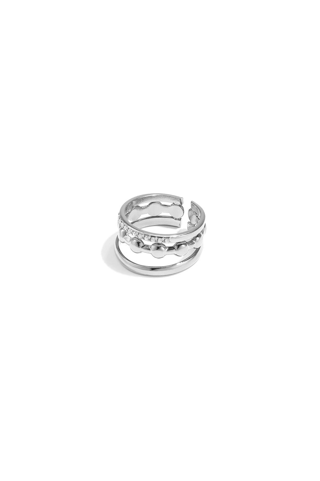 Minimalist Adjustable Rhinestone Ring - Silver & Gold
